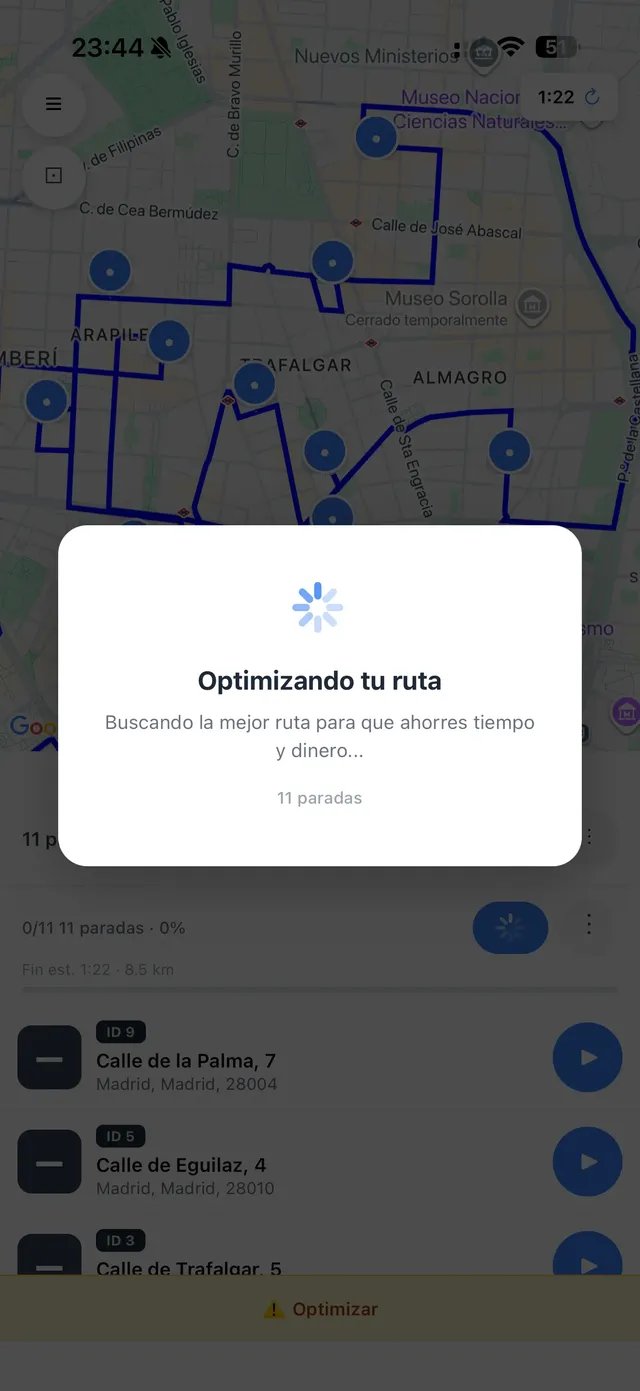 Optimizando ruta en Xpedit